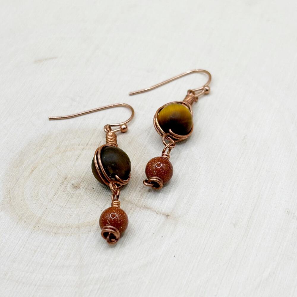 Copper Tigers Eye Earrings